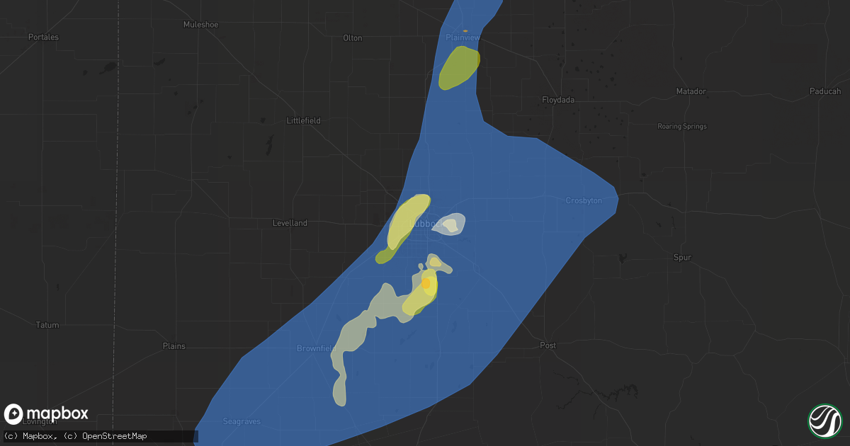 Hail map in Lubbock, TX on May 1, 2024