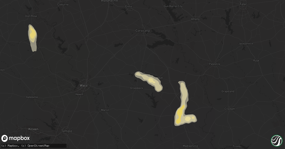 Hail map in Mexia, TX on May 1, 2024