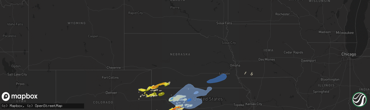 Hail map in Nebraska on May 1, 2024