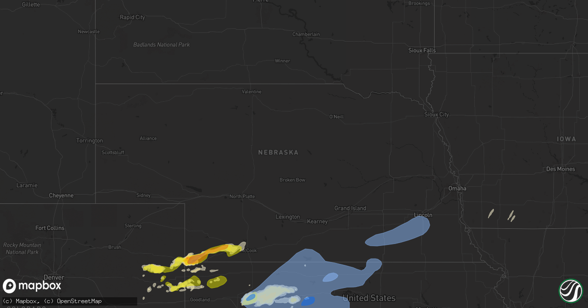 Hail map in Nebraska on May 1, 2024