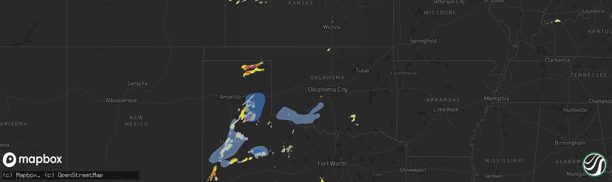 Hail map in Oklahoma on May 1, 2024