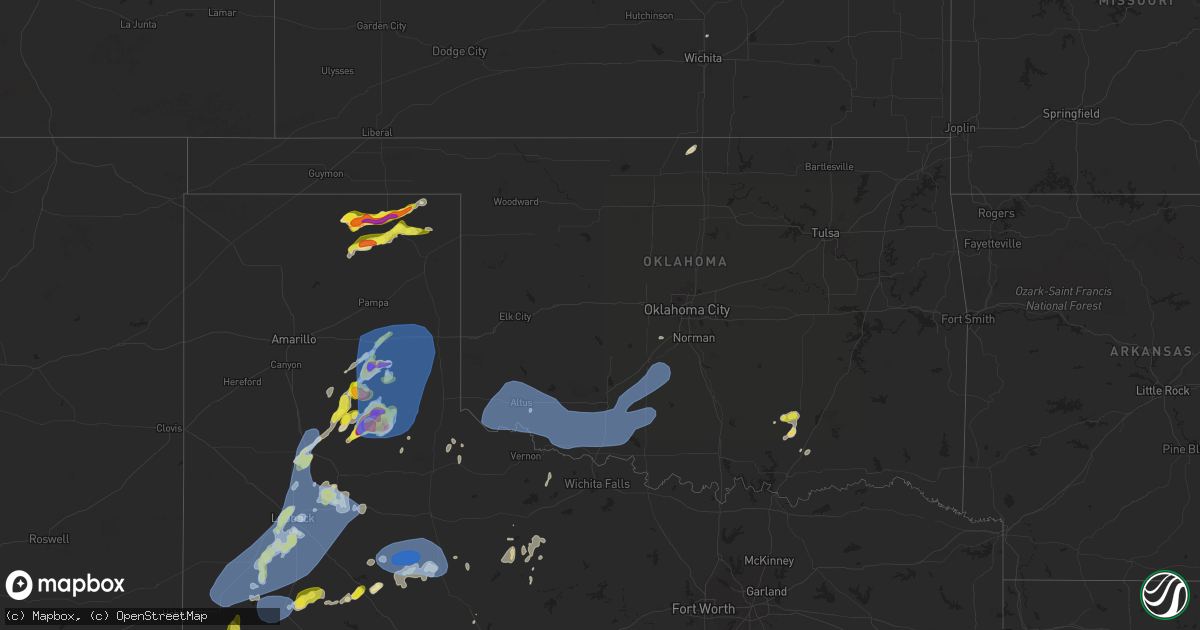 Hail map in Oklahoma on May 1, 2024