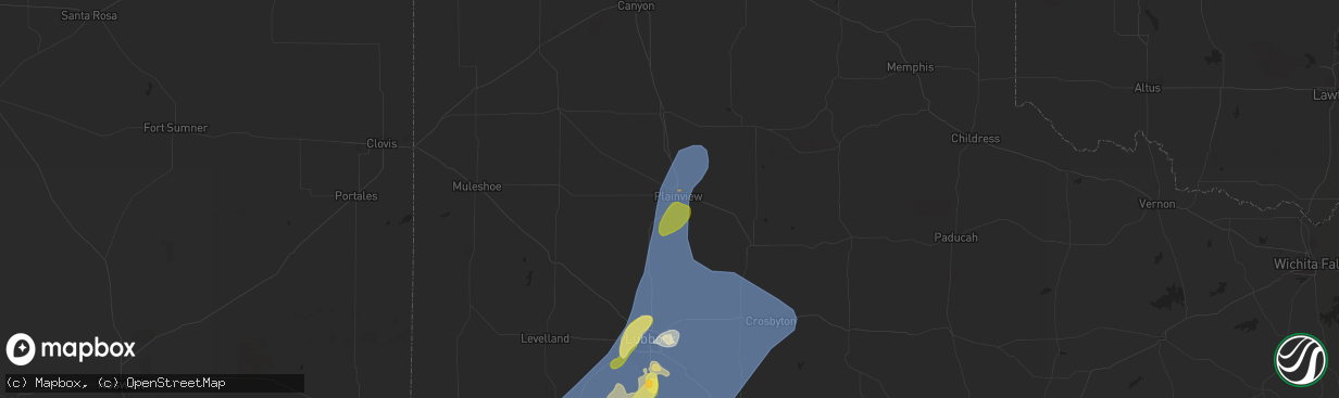 Hail map in Plainview, TX on May 1, 2024