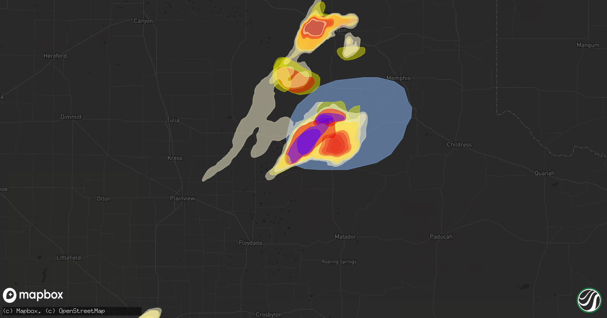 Hail map in Quitaque, TX on May 1, 2024