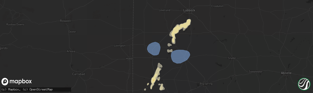 Hail map in Seagraves, TX on May 1, 2024