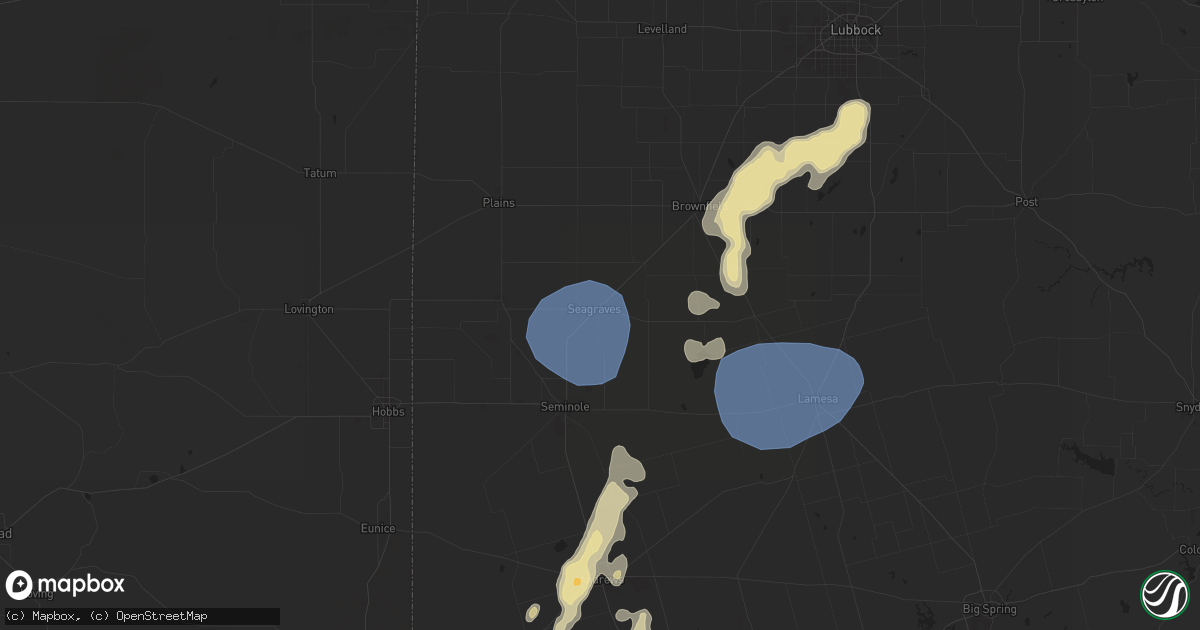 Hail map in Seagraves, TX on May 1, 2024