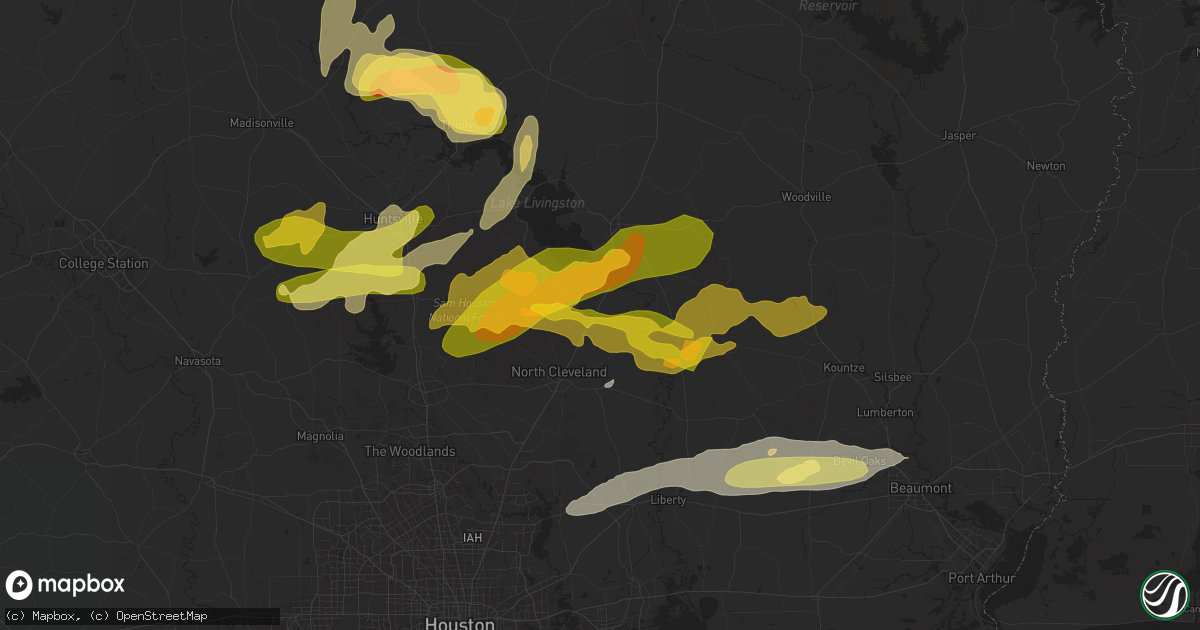 Hail map in Shepherd, TX on May 1, 2024