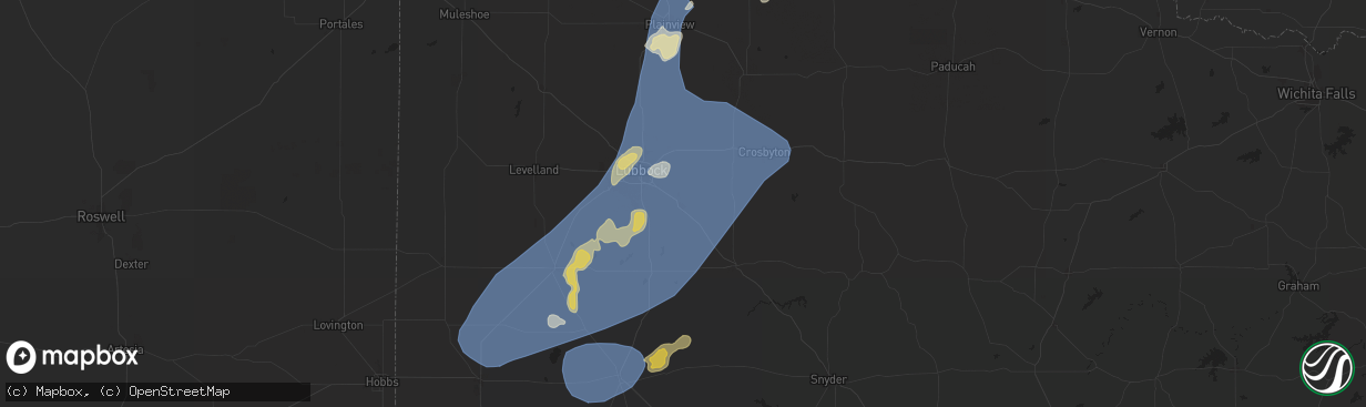 Hail map in Slaton, TX on May 1, 2024