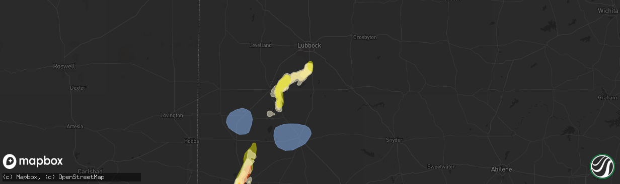 Hail map in Tahoka, TX on May 1, 2024