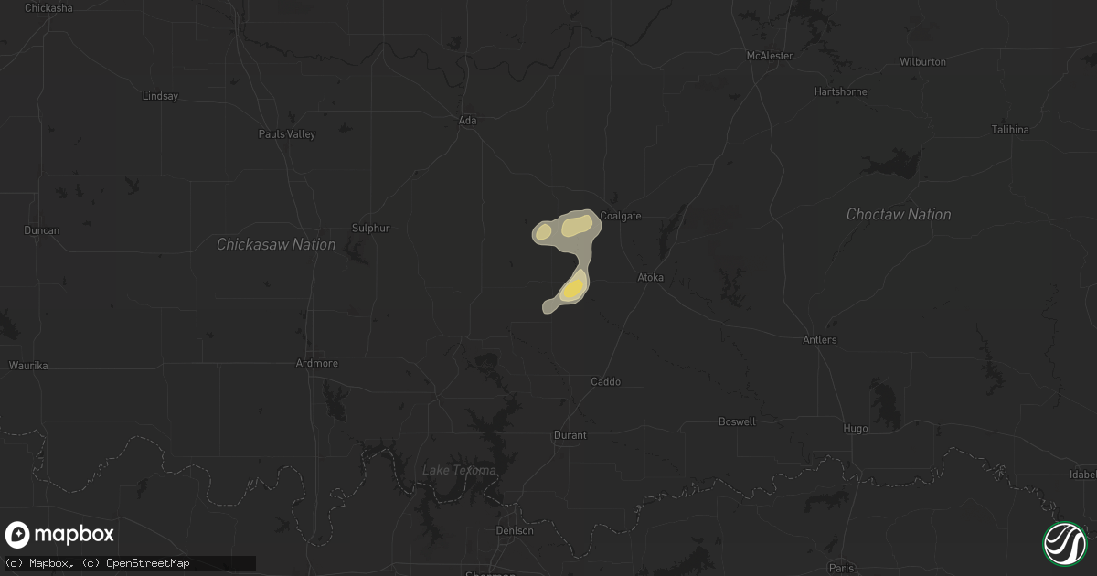 Hail map in Wapanucka, OK on May 1, 2024