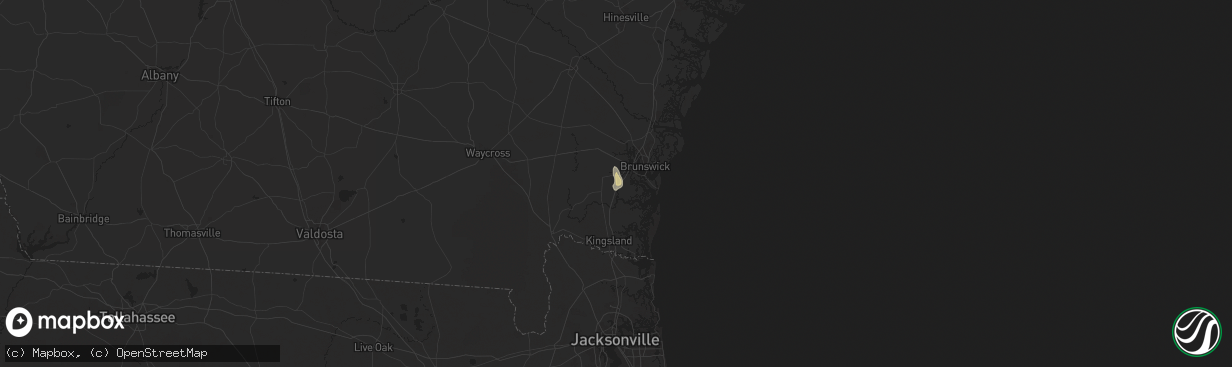 Hail map in Waverly, GA on May 1, 2024