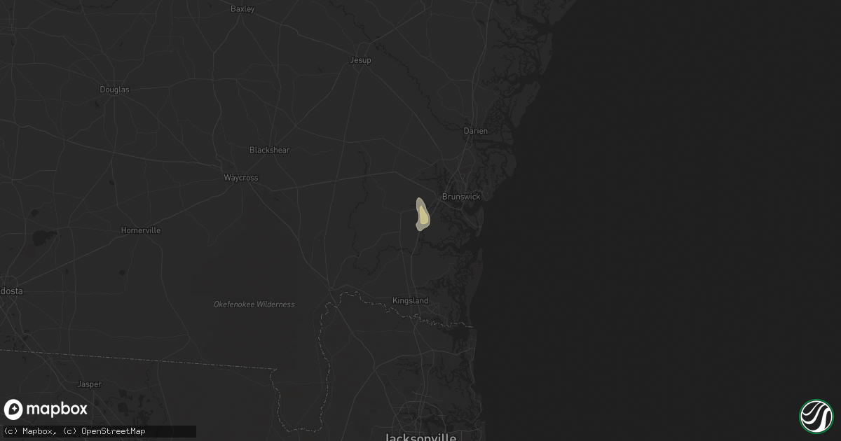 Hail map in Waverly, GA on May 1, 2024
