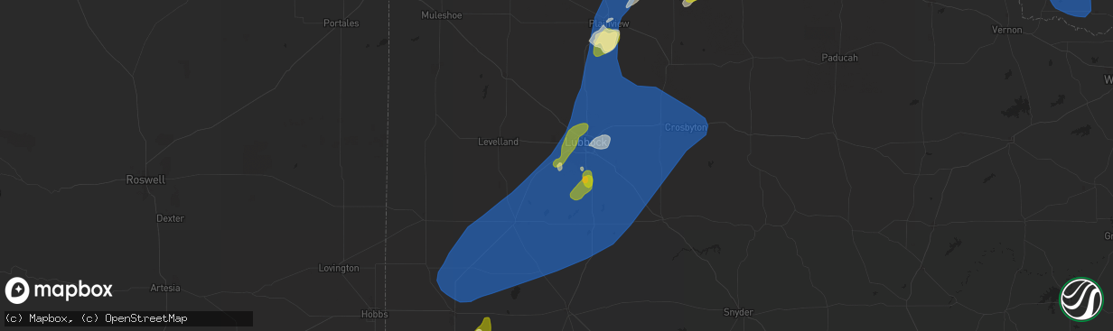 Hail map in Wolfforth, TX on May 1, 2024