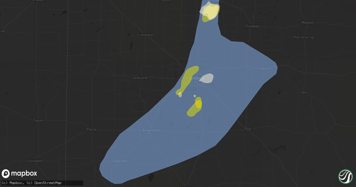 Hail map in Wolfforth, TX on May 1, 2024