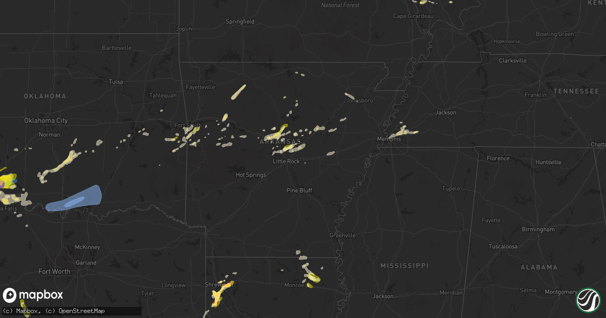 Hail map in Arkansas on May 1, 2025