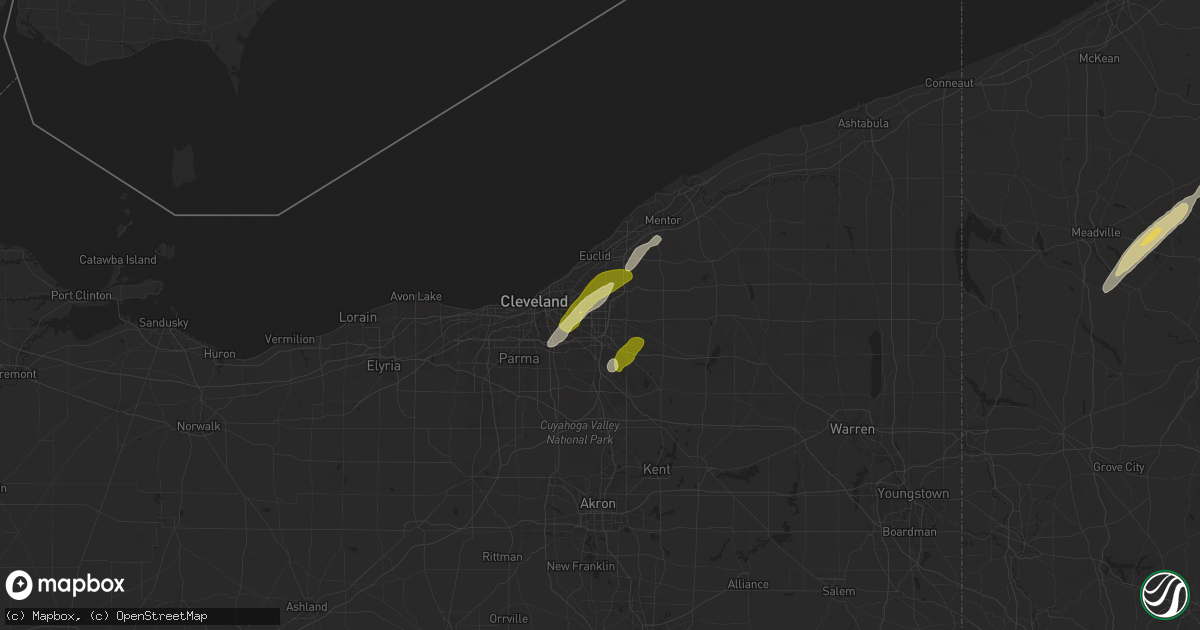 Hail map in Beachwood, OH on May 1, 2025