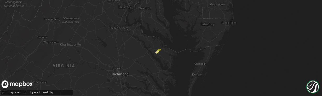 Hail map in Callao, VA on May 1, 2025