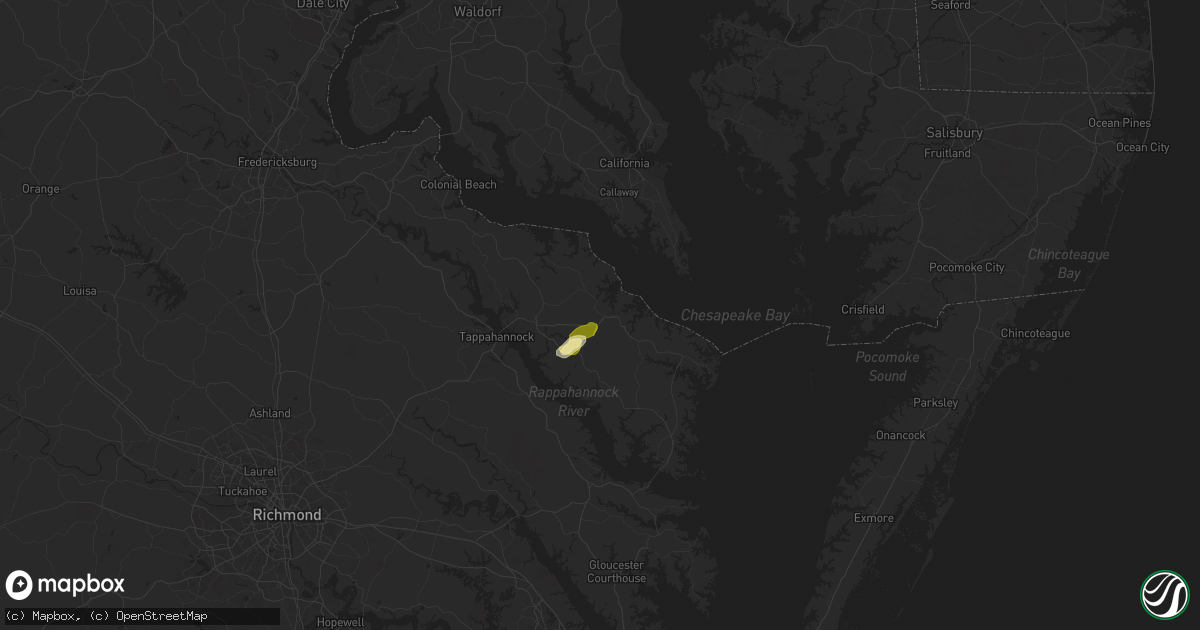 Hail map in Callao, VA on May 1, 2025