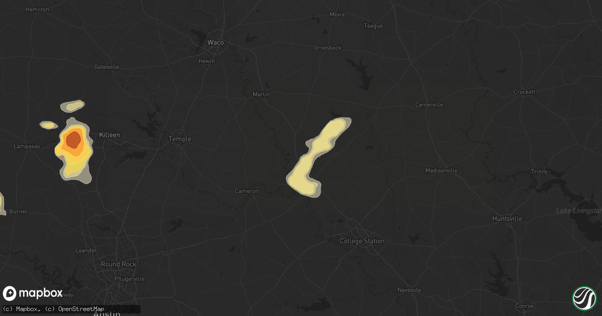 Hail map in Calvert, TX on May 1, 2025