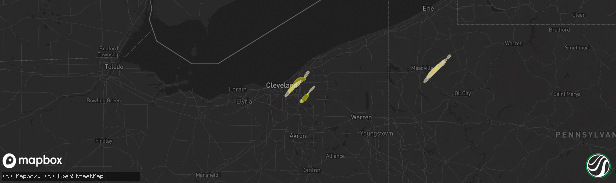 Hail map in Chagrin Falls, OH on May 1, 2025