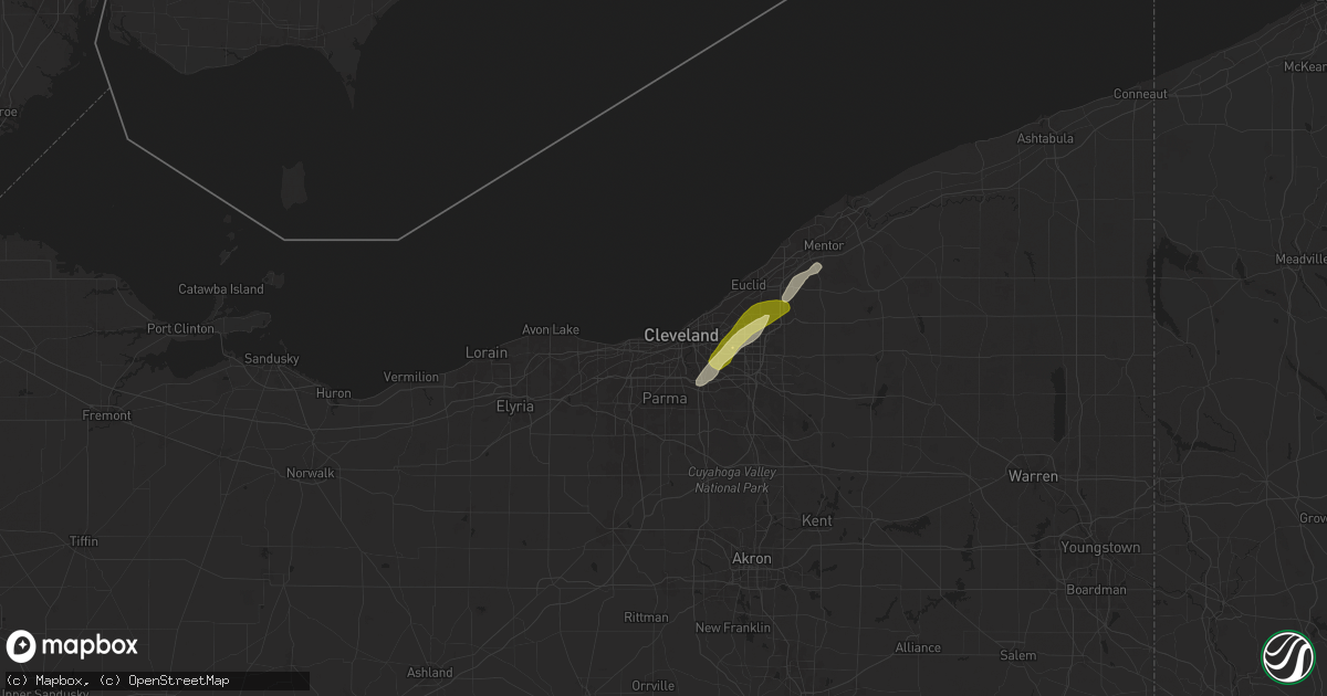 Hail map in Cleveland, OH on May 1, 2025