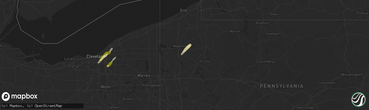 Hail map in Cochranton, PA on May 1, 2025