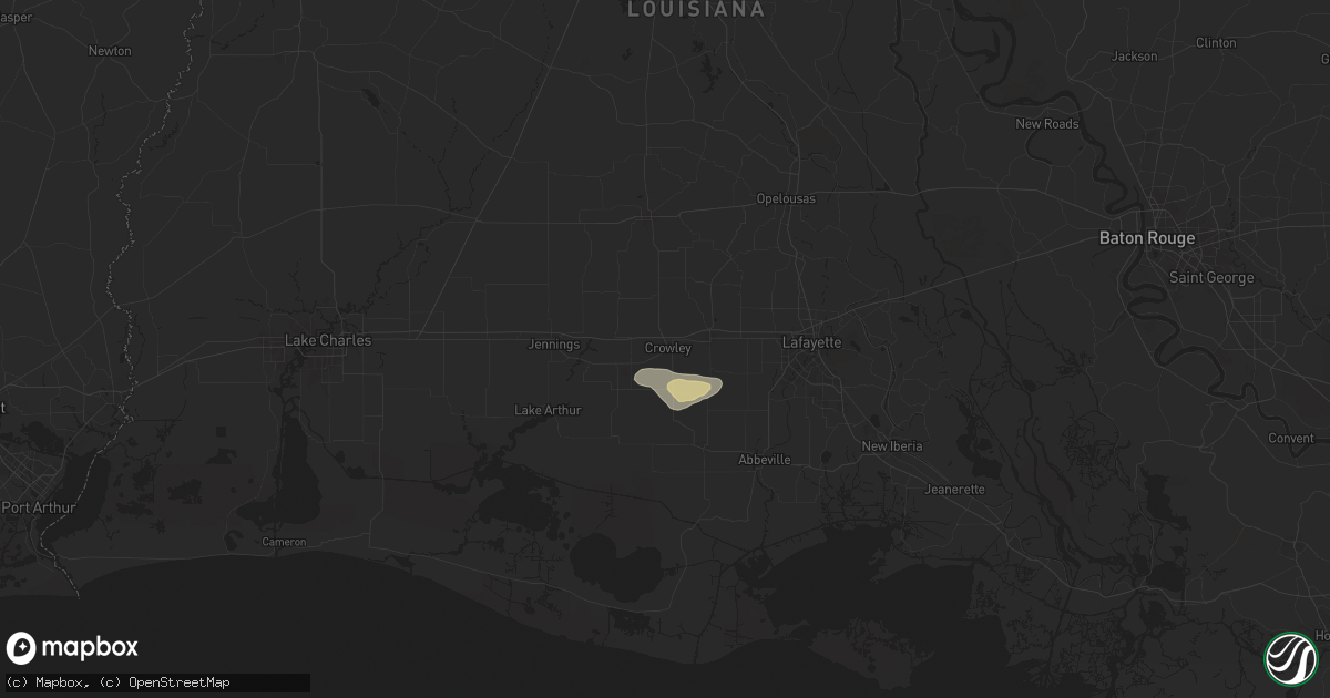 Hail map in Crowley, LA on May 1, 2025