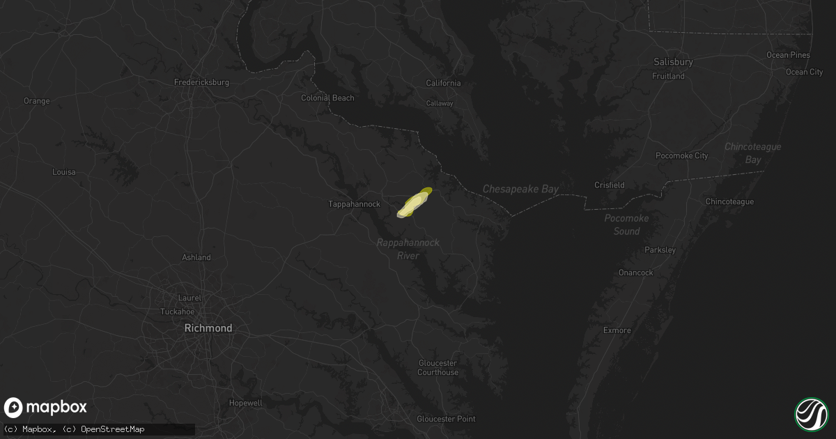 Hail map in Farnham, VA on May 1, 2025
