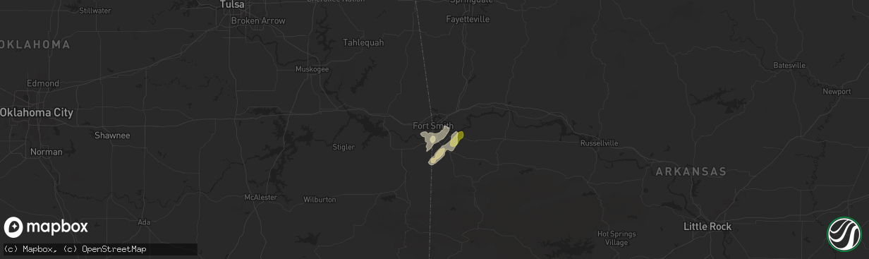 Hail map in Fort Smith, AR on May 1, 2025