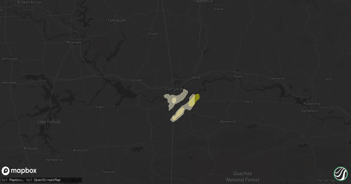 Hail map in Fort Smith, AR on May 1, 2025