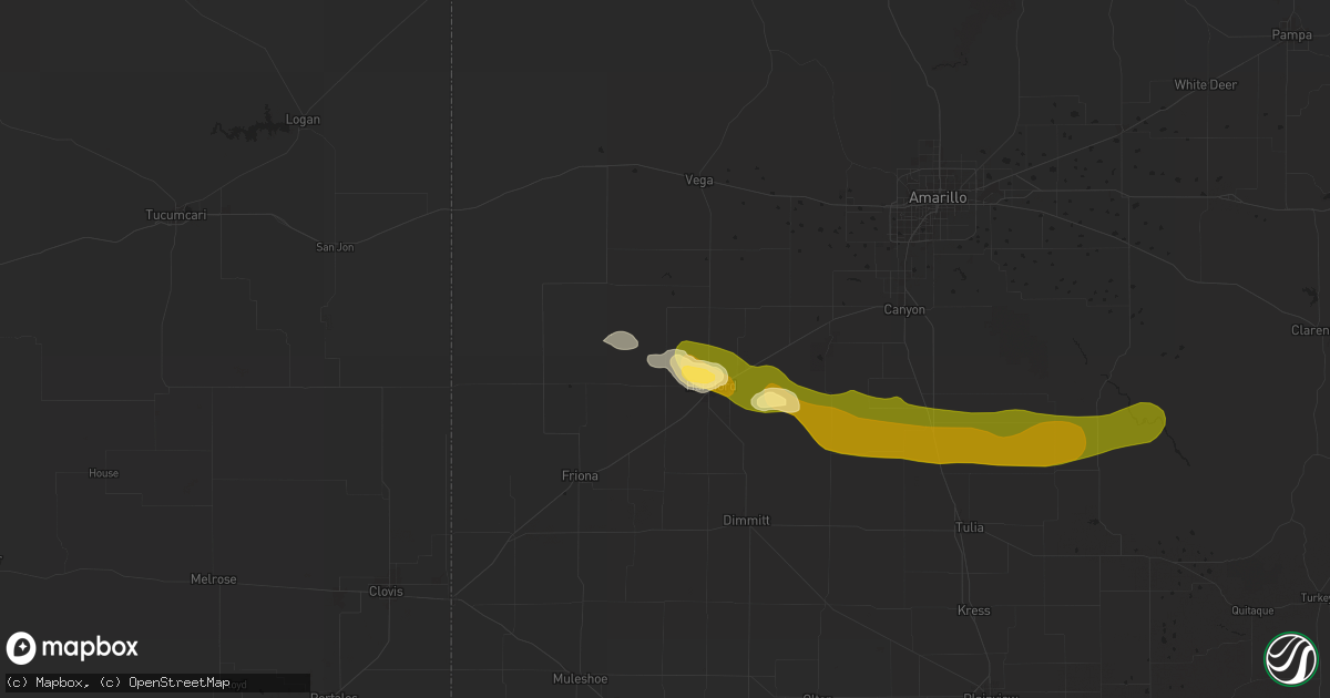 Hail map in Hereford, TX on May 1, 2025