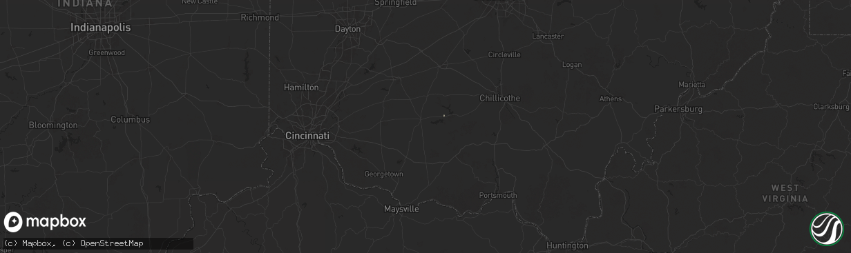 Hail map in Hillsboro, OH on May 1, 2025