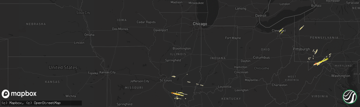Hail map in Illinois on May 1, 2025