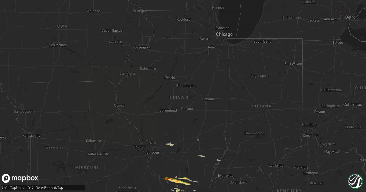 Hail map in Illinois on May 1, 2025