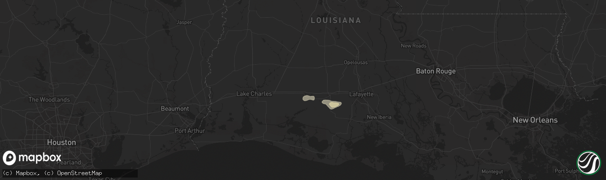Hail map in Jennings, LA on May 1, 2025