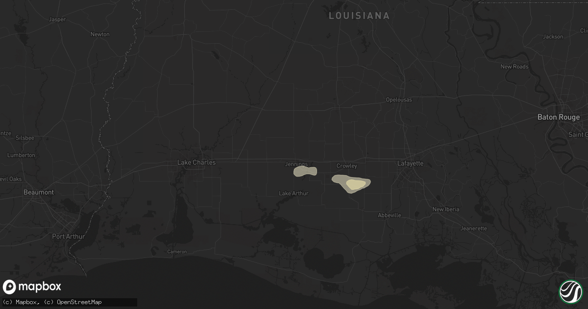 Hail map in Jennings, LA on May 1, 2025