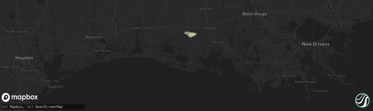 Hail map in Kaplan, LA on May 1, 2025