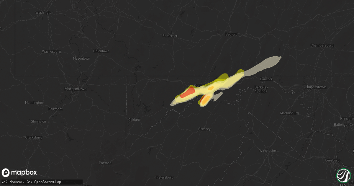 Hail map in Lonaconing, MD on May 1, 2025