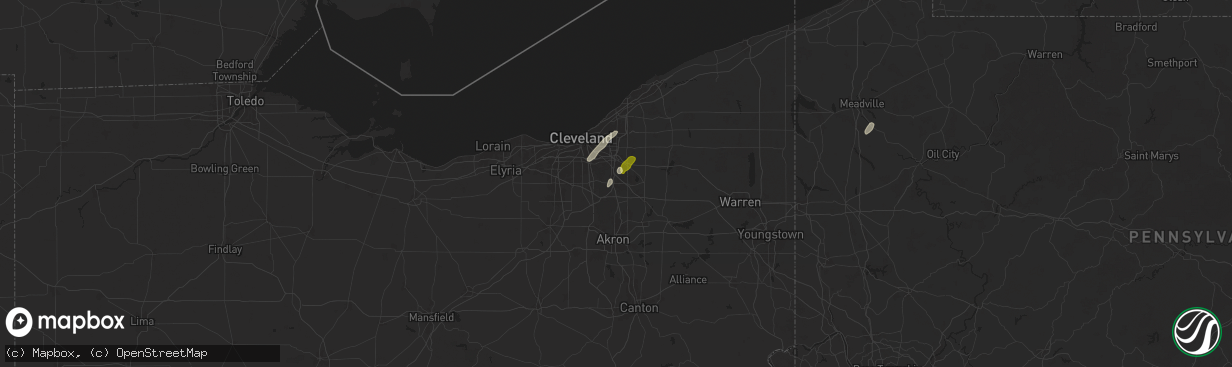 Hail map in Macedonia, OH on May 1, 2025