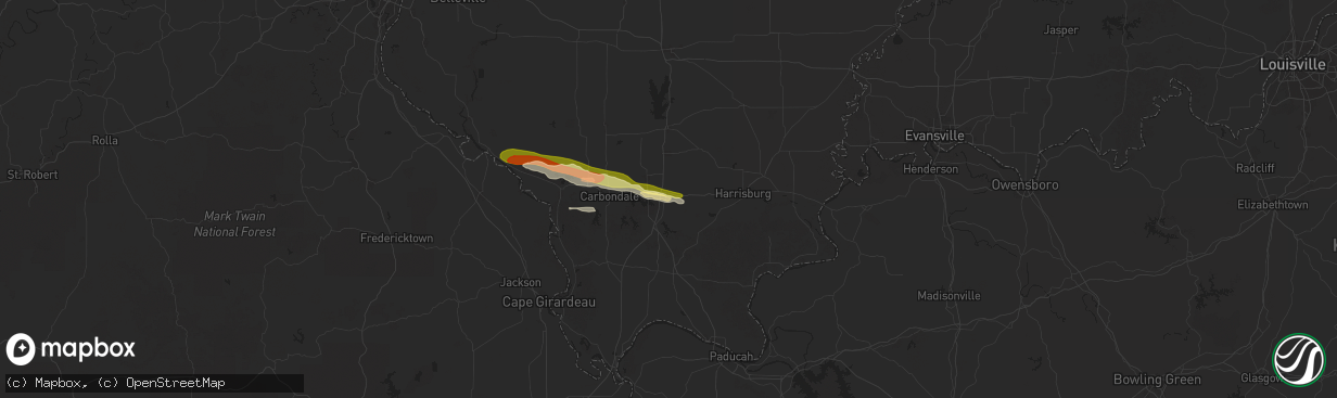 Hail map in Marion, IL on May 1, 2025