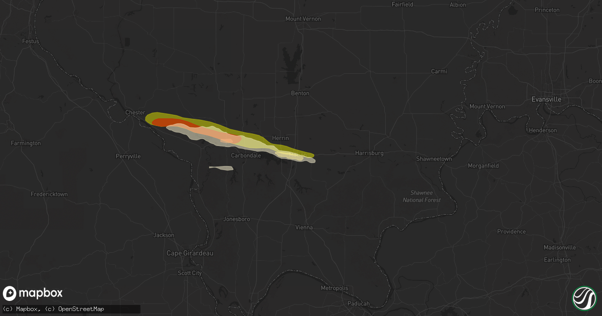 Hail map in Marion, IL on May 1, 2025