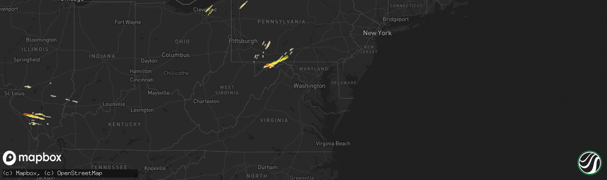 Hail map in Maryland on May 1, 2025