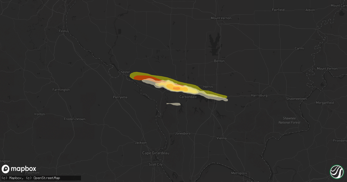 Hail map in Murphysboro, IL on May 1, 2025