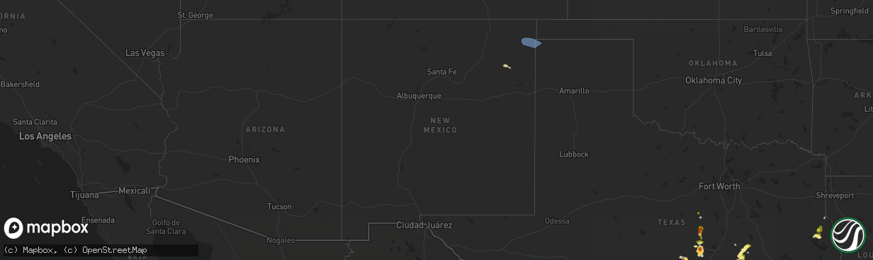 Hail map in New Mexico on May 1, 2025