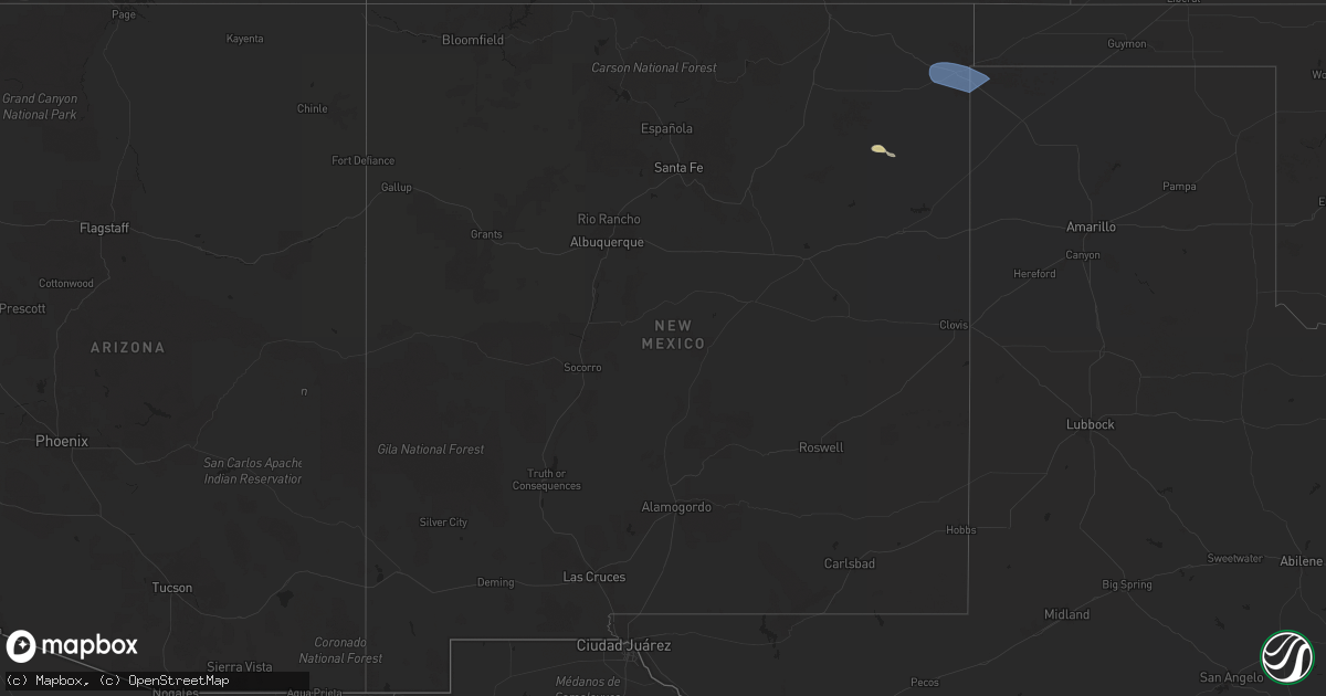 Hail map in New Mexico on May 1, 2025