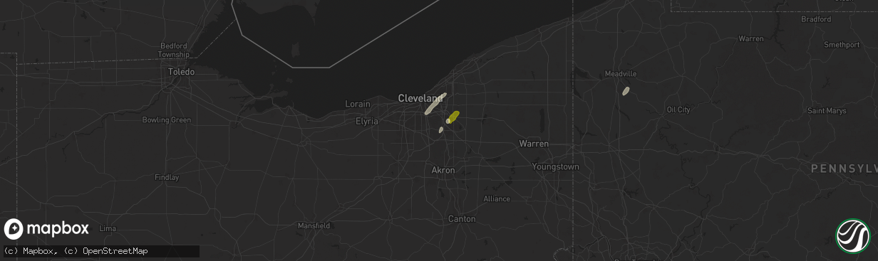 Hail map in Northfield, OH on May 1, 2025