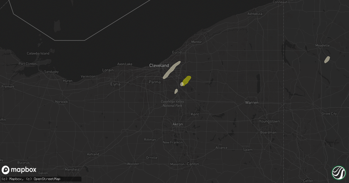 Hail map in Northfield, OH on May 1, 2025