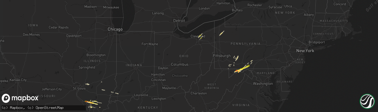 Hail map in Ohio on May 1, 2025