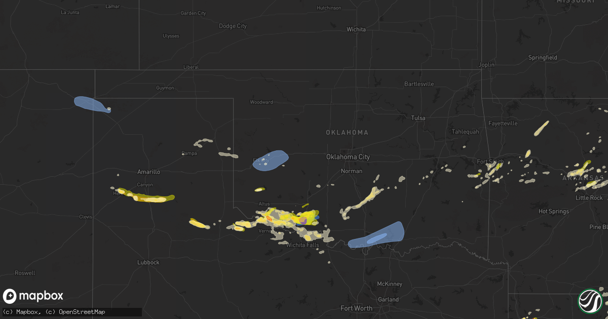 Hail map in Oklahoma on May 1, 2025