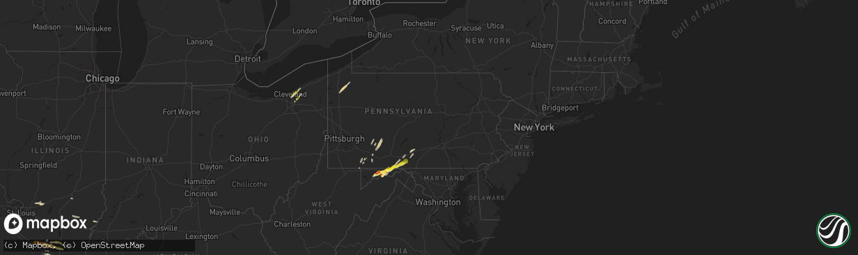 Hail map in Pennsylvania on May 1, 2025